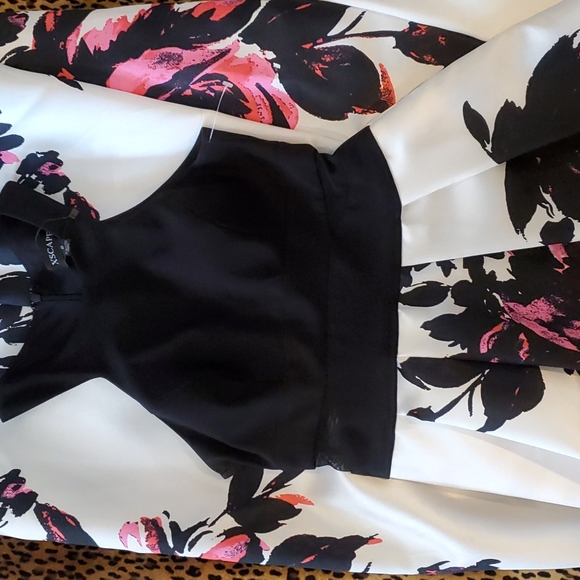 XSCAPE Black White Pink Floral Maxi Dress Size 2 - Picture 7 of 12